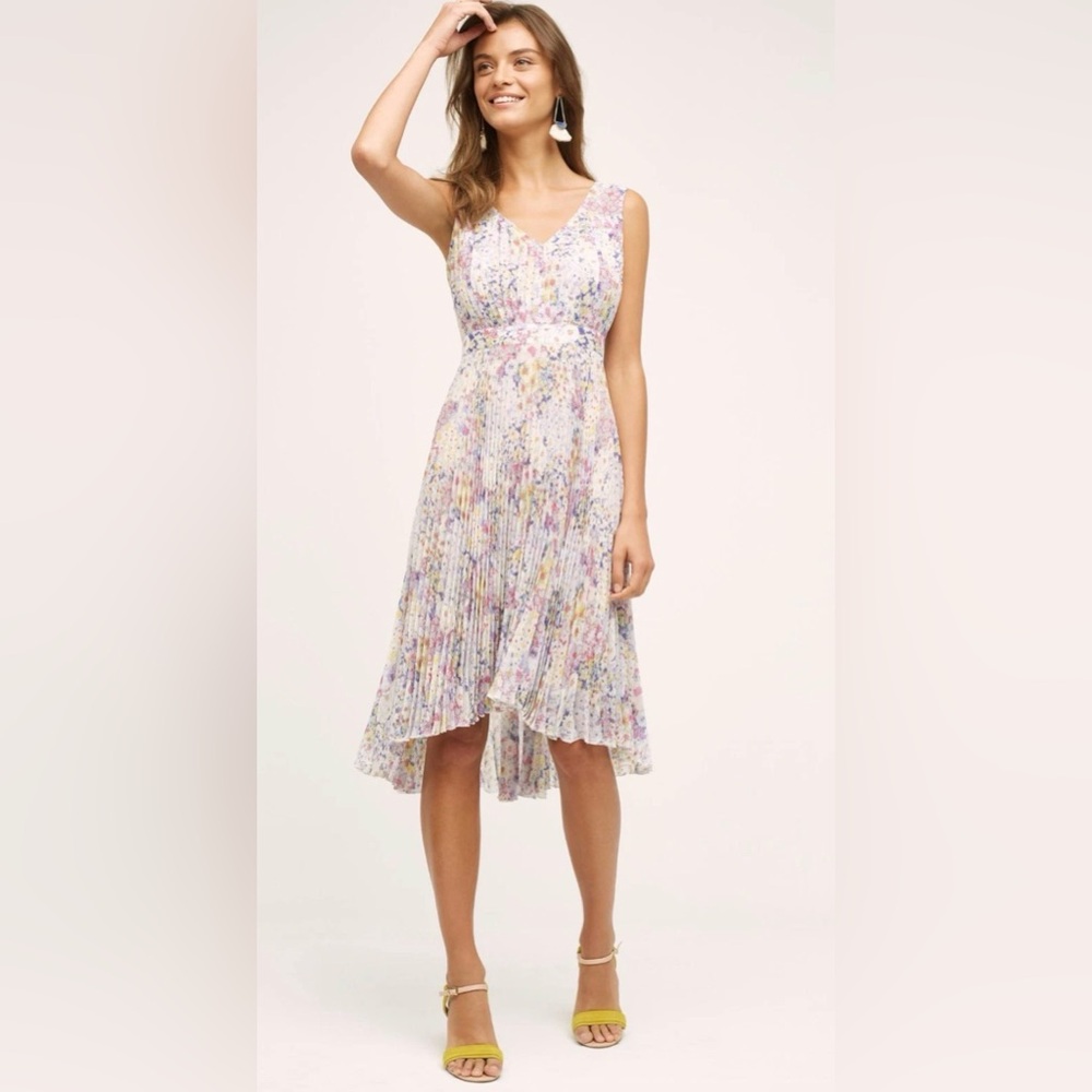 NWT Plenty by Tracy Reese Evanthe Dress - Floral Pleated High-Low Midi